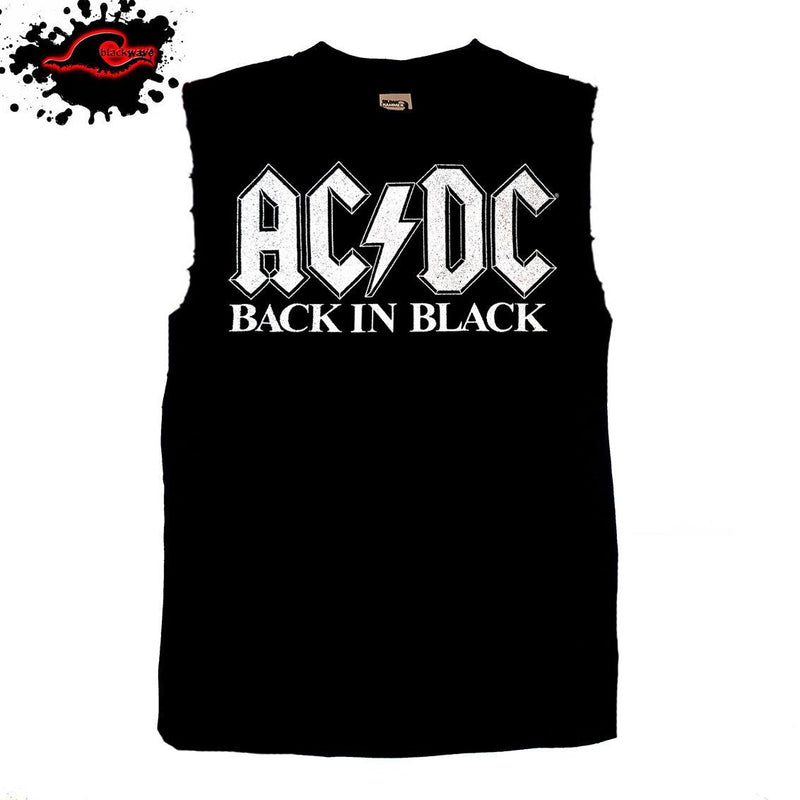 AC/DC - Back In Black - Frayed-Cut Modified Singlet - Blackwave Clothing