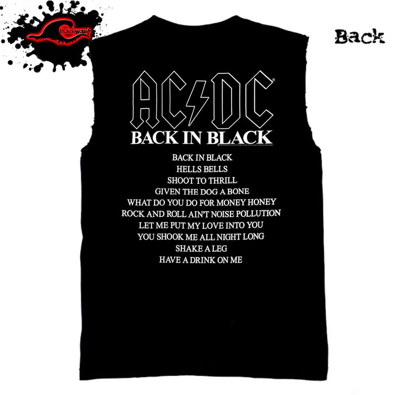 AC/DC - Back In Black - Frayed-Cut Modified Singlet - Blackwave Clothing
