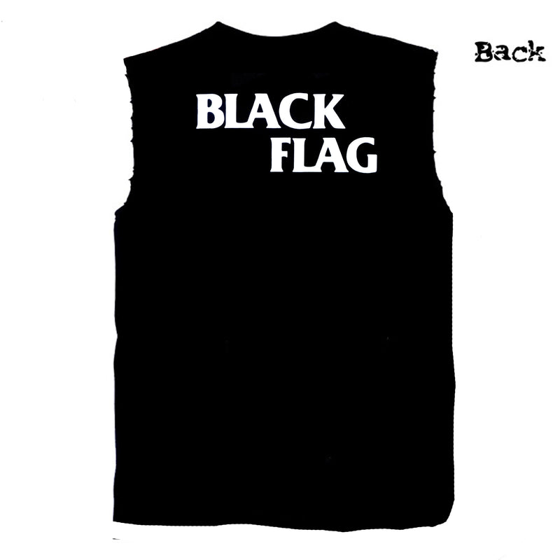 Black Flag - Classic Bars - Frayed-Cut Modified Singlet - Blackwave Clothing