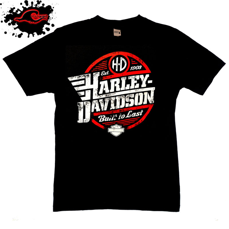 Harley Davidson - Built To Last - Motorcycle T-Shirt - Blackwave Clothing
