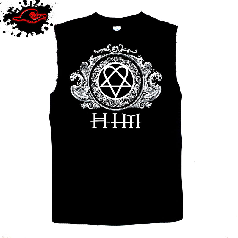 HIM - Heartagram - Frayed-Cut Modified Singlet - Blackwave Clothing