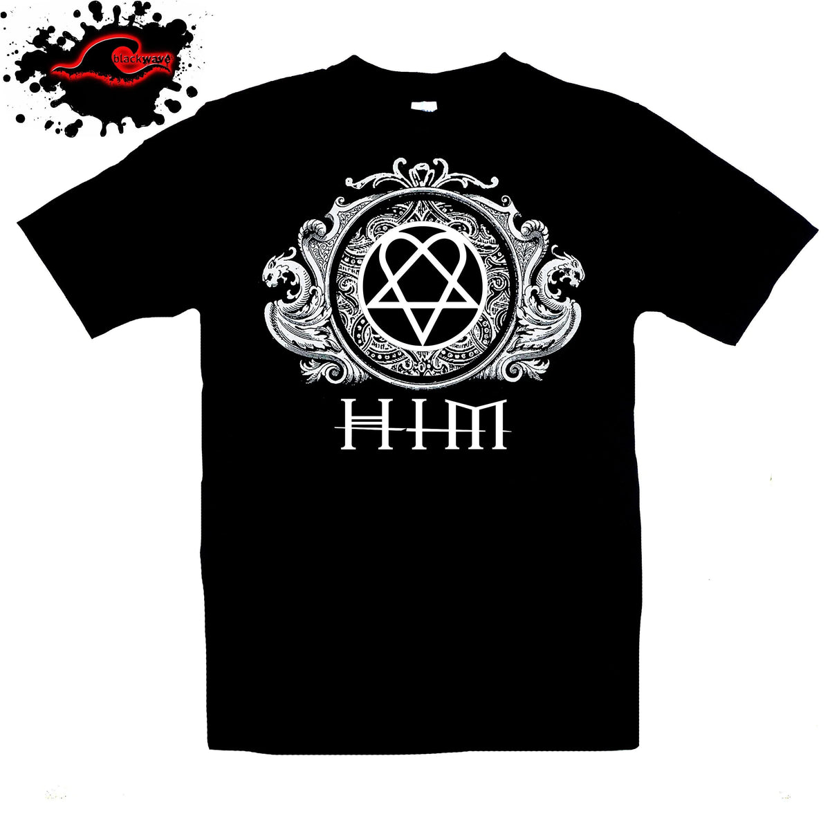 T-shirt Noir HIM 'Heartagram' - Taille Regular - Unisexe Adulte - Neuf Avec étiquettes - Fabriqué En Chine