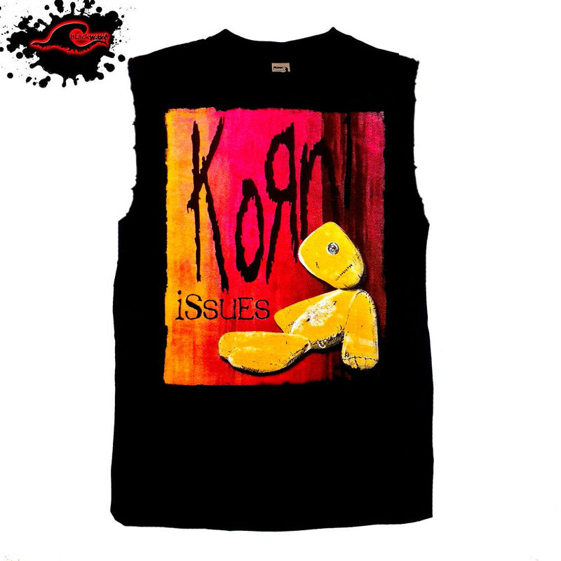 Korn - Issues Album - Frayed-Cut Modified Band Singlet - Blackwave Clothing