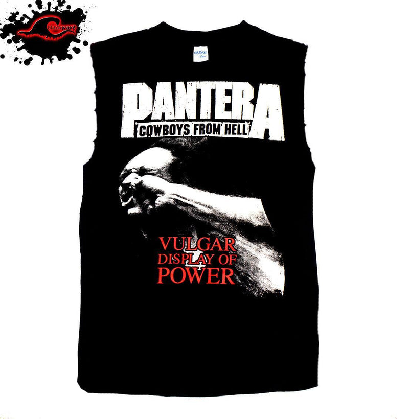 Pantera - Vulgar Display Of Power - Frayed-Cut Modified Singlet In XXL - Blackwave Clothing