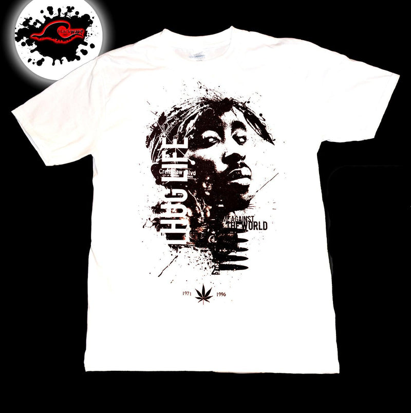 Tupac - 2Pac Thug Life - White Band T-Shirt - Blackwave Clothing