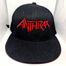 Anthrax - Classic Red Logo - Black Double Snapback Cap - Blackwave Clothing