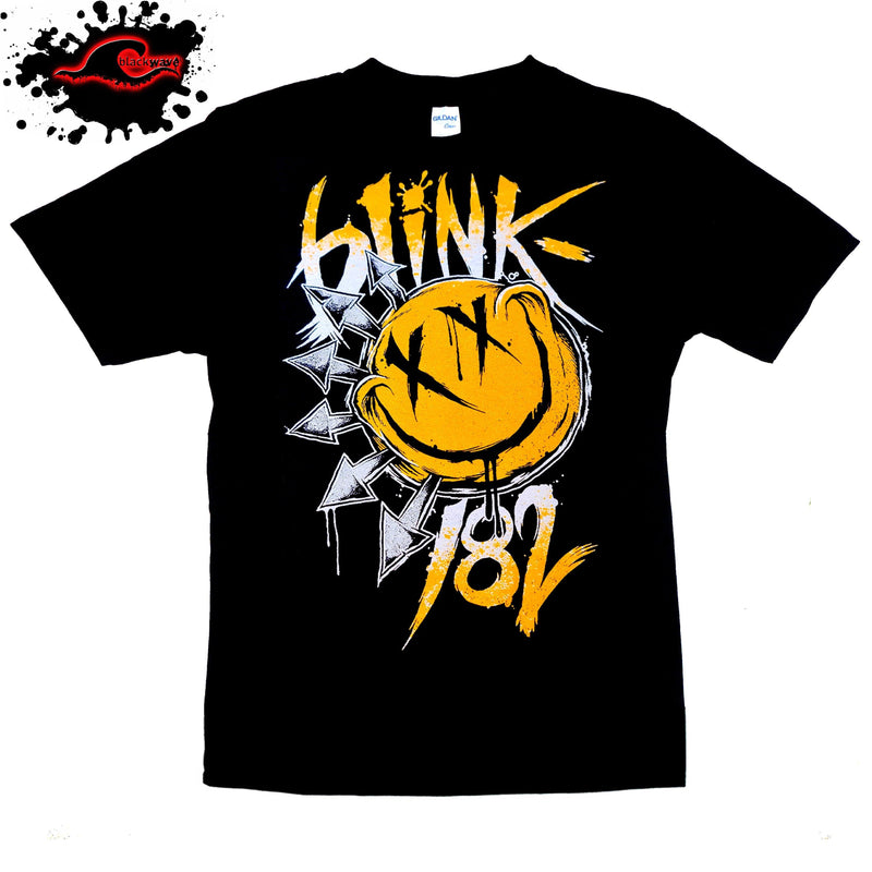 Blink 182 - Smiley Face (Restocked) - Black Band T-Shirt - Blackwave Clothing