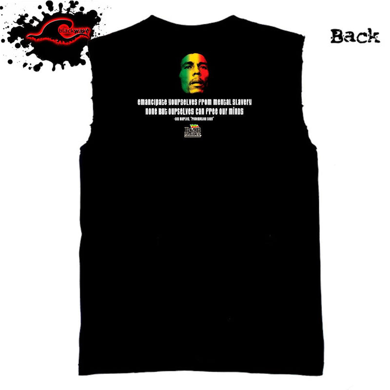 Bob Marley - Rasta Face - Official Licensed - Frayed-Cut Modified Singlet - Blackwave Clothing