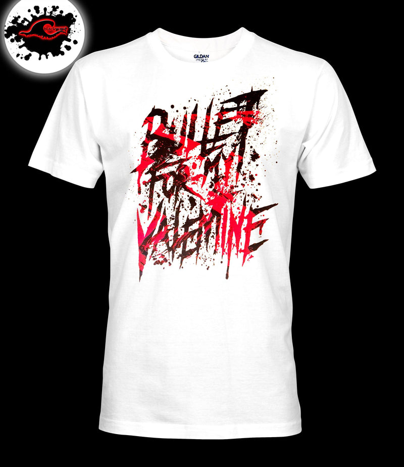 Bullet For My Valentine - Splattered Logo - White Band T-Shirt - Blackwave Clothing
