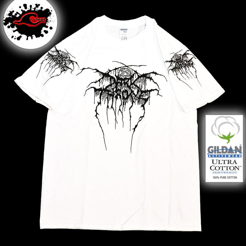 Dark Throne - Classic Logo - White Band T-Shirt - Blackwave Clothing