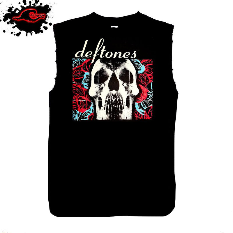 Deftones - Self-Titled Album Design - Frayed-Cut Modified Singlet - Blackwave Clothing