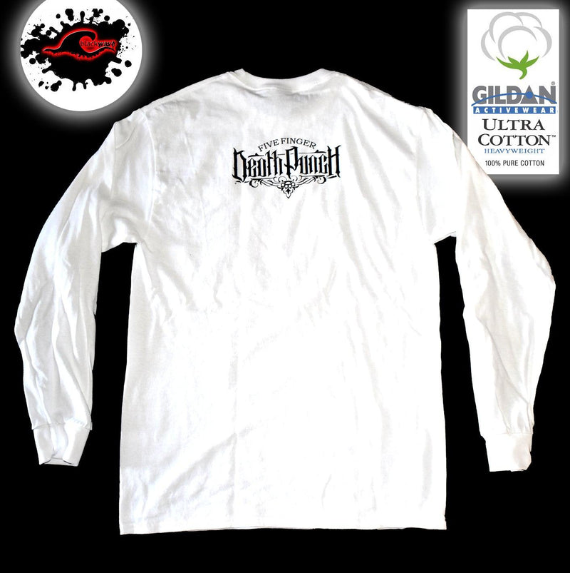 Five Finger Death Punch - White - Long Sleeve Band Shirt - Blackwave Clothing