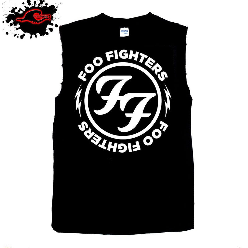 Foo Fighters - Classic Logo - Frayed-Cut Modified Singlet - Blackwave Clothing