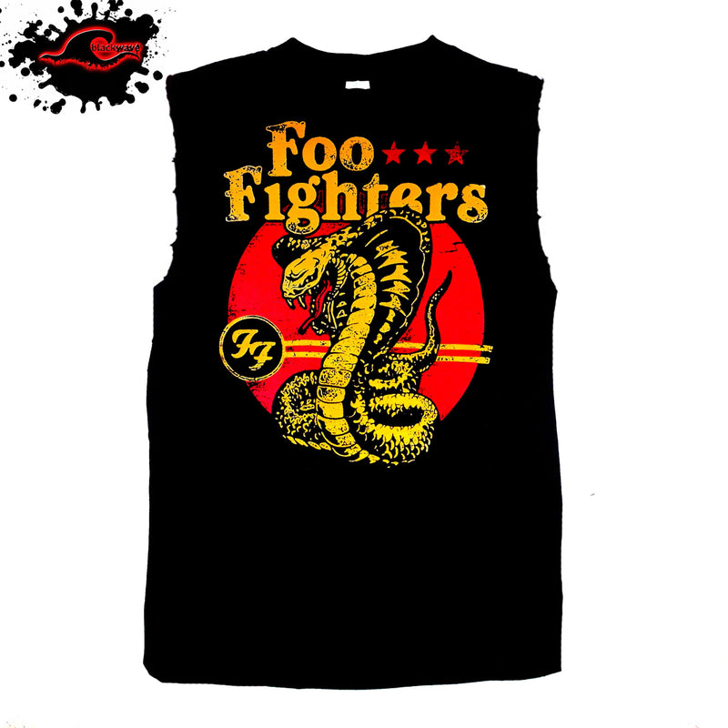 Foo Fighters - Cobra - Frayed-Cut Modified Singlet - Blackwave Clothing