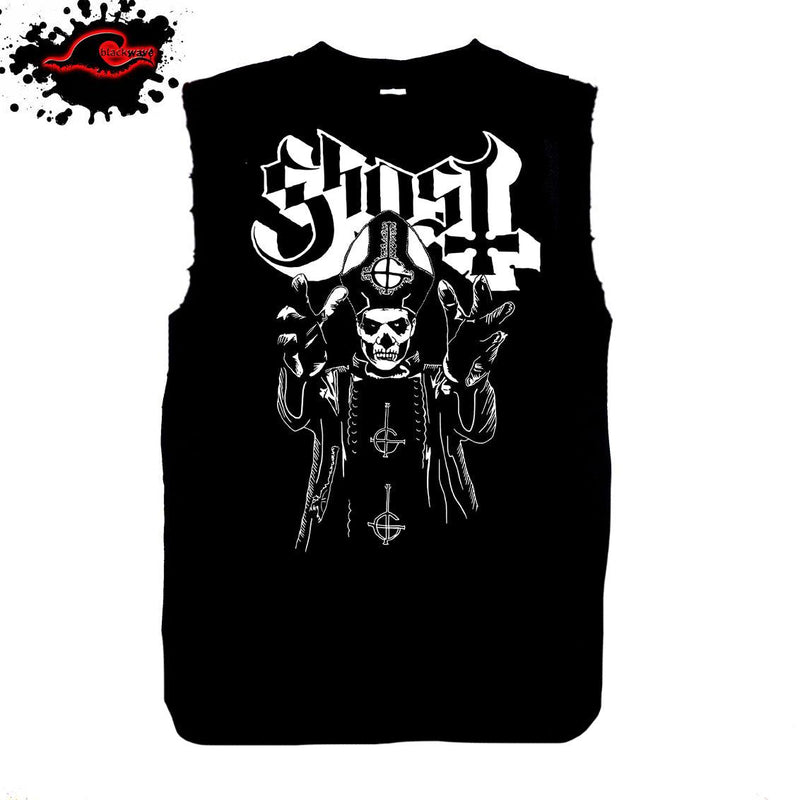 Ghost - Papa Wrath - Frayed-Cut Modified Singlet - Blackwave Clothing