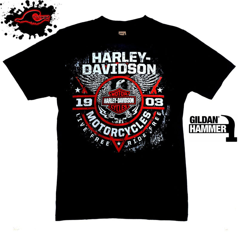 Harley Davidson - Live Free - Motorcycle T-Shirt - Blackwave Clothing