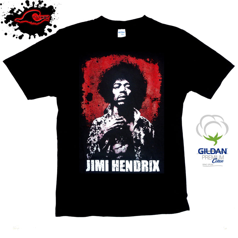 Jimi Hendrix - Red Back - Band T-Shirt - Blackwave Clothing