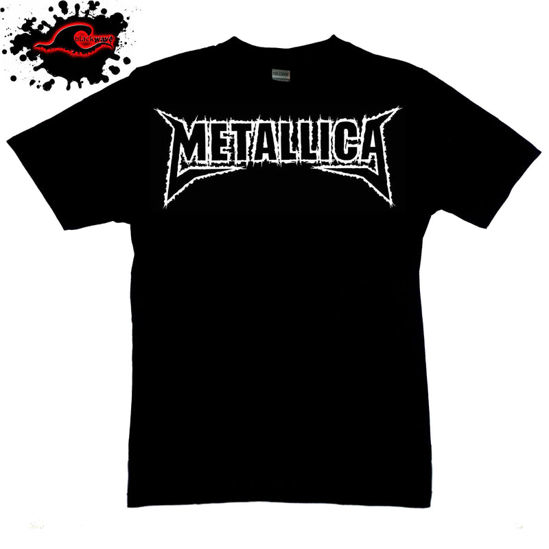 Metallica - Black & White Writing - Band T-Shirt - Blackwave Clothing