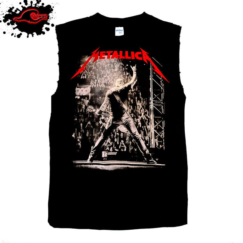 Metallica - Hetfield Live - Frayed-Cut Modified Singlet - Blackwave Clothing