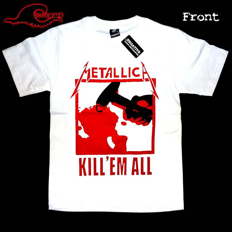 Metallica - Killem All - White Band T-Shirt - Blackwave Clothing