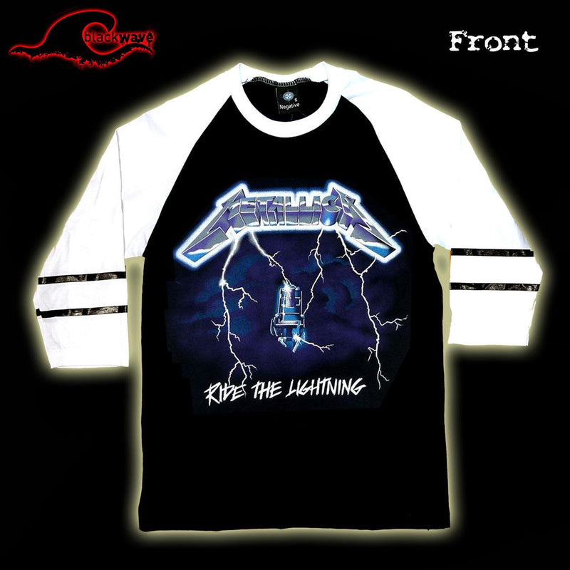 Metallica - Ride The Lightning - Raglan Baseball Shirt - Blackwave Clothing