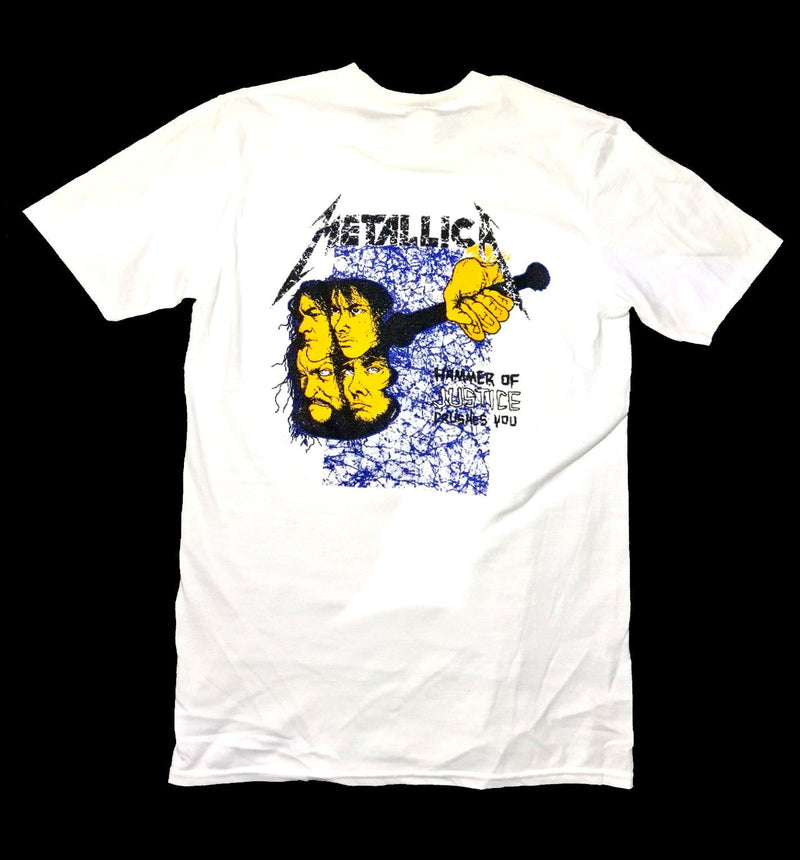 Metallica - White Justice For All - Imported Band T-Shirt - Blackwave Clothing