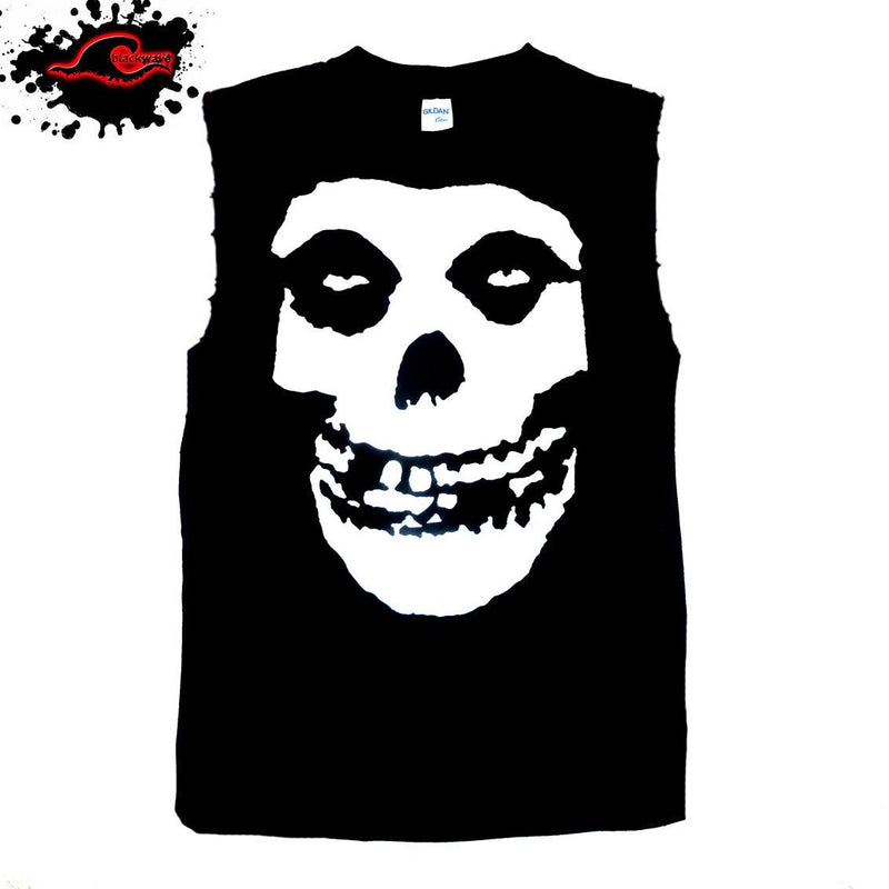 Misfits - Classic Fiend Skull - Frayed-Cut Modified Singlet - Blackwave Clothing