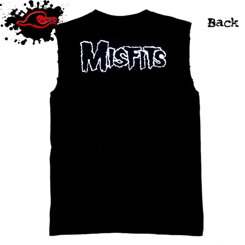 Misfits - Classic Fiend Skull - Frayed-Cut Modified Singlet - Blackwave Clothing