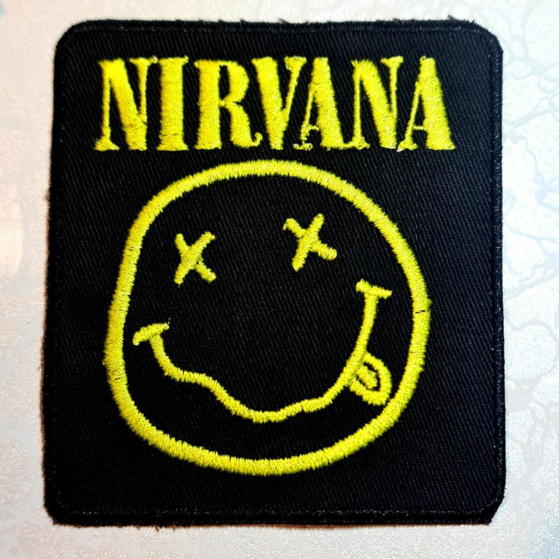 Nirvana - Smiley Face - Iron On Embroidered Patch - Blackwave Clothing