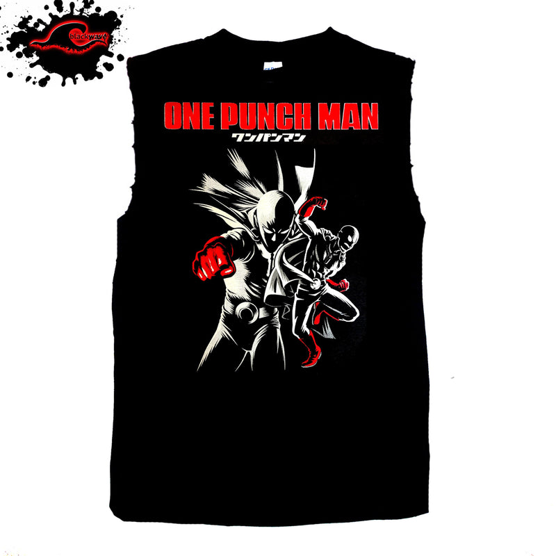 One Punch Man - Shadows - Anime - Frayed-Cut Modified Singlet - Blackwave Clothing