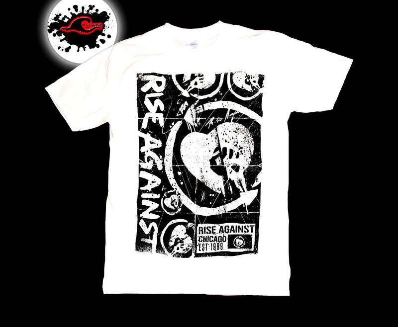 Rise Against - Collage - Kings Road Merch - Official Licensed White Band T-Shirt - Blackwave Clothing