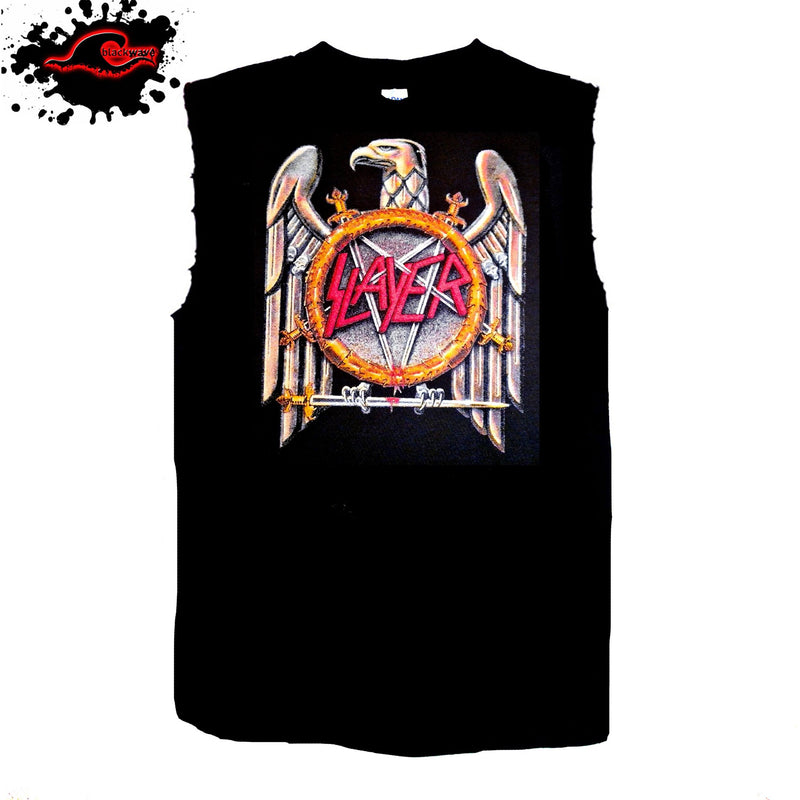 Slayer - Eagle Emblem - Frayed-Cut Modified Singlet - Blackwave Clothing