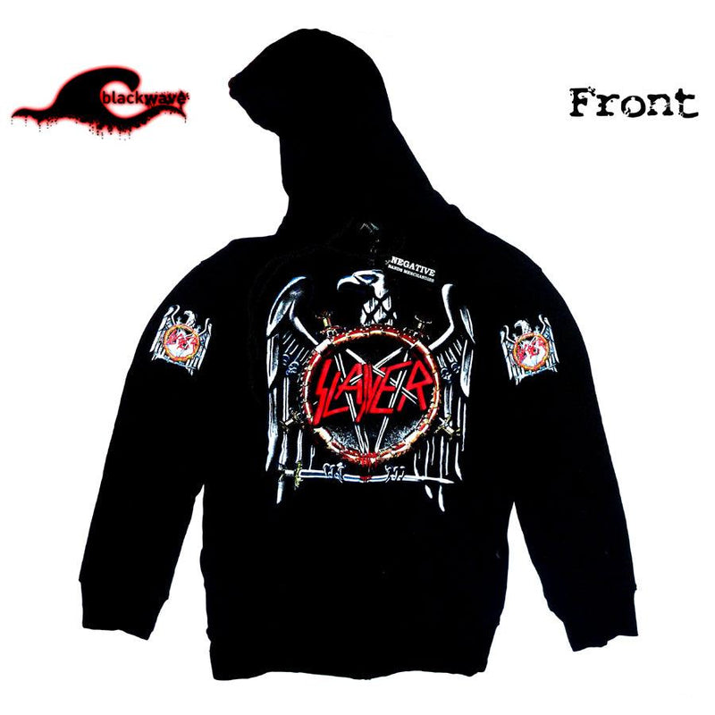 Slayer - Emblem - Negative Clothing Seamless Zip - Band Hoodie - Blackwave Clothing