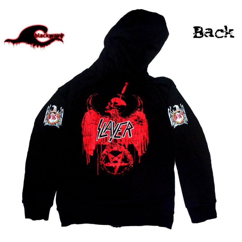 Slayer - Emblem - Negative Clothing Seamless Zip - Band Hoodie - Blackwave Clothing