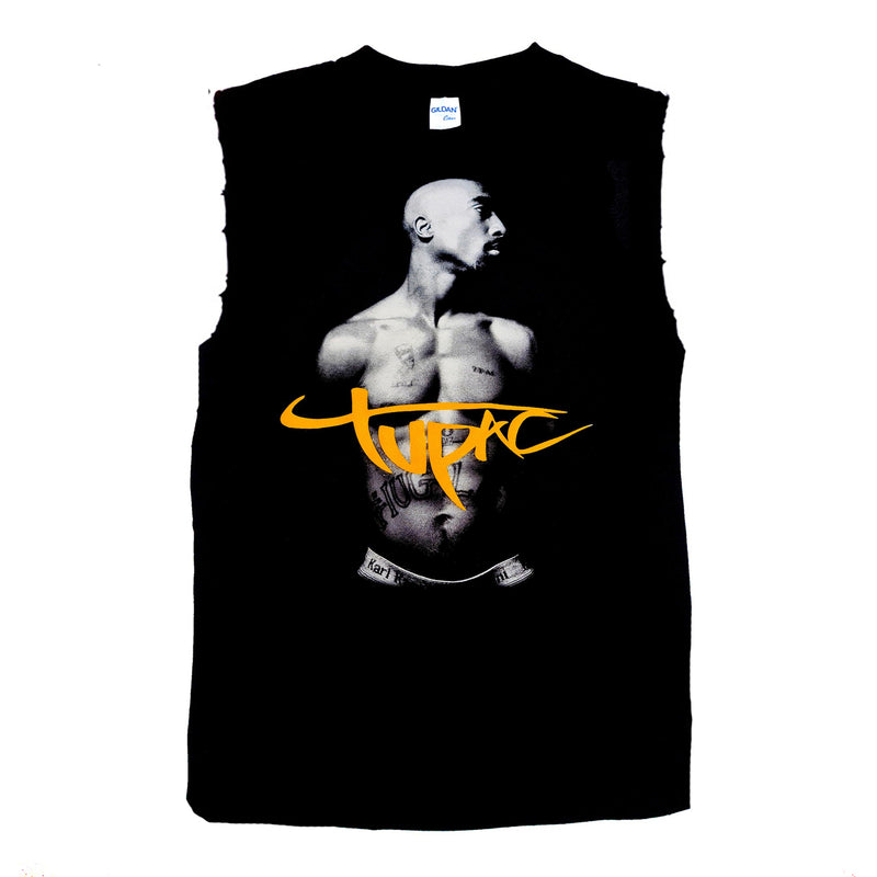 Tupac - 2Pac Shadow - Hip Hop - Frayed-Cut Modified Singlet - Blackwave Clothing