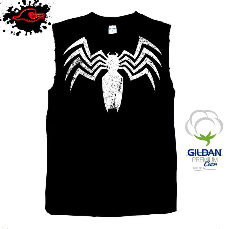 Venom - Vintage Logo - Anti-hero or Superhero Frayed-Cut Modified Marvel Singlet - Blackwave Clothing